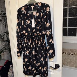 BRAND NEW! Rebecca Taylor Black Floral Long Sleeve Dress